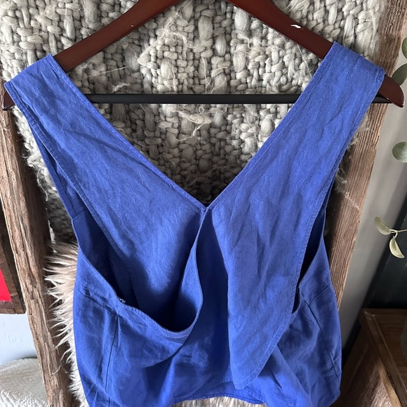 Madewell Royal Blue linen Cross-Back Tank Top - Picture 4 of 4